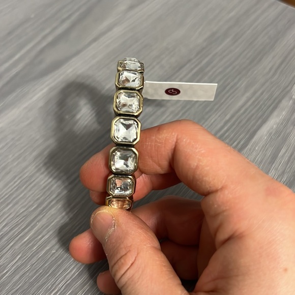 NWT Gold Hinged Bangle Bracelet with CZ Diamonds - Picture 5 of 7